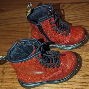 NWOT Dr Martens toddler girl RED sparkle boots